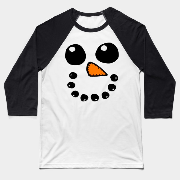 Snow man Face 6 Baseball T-Shirt by Eric03091978